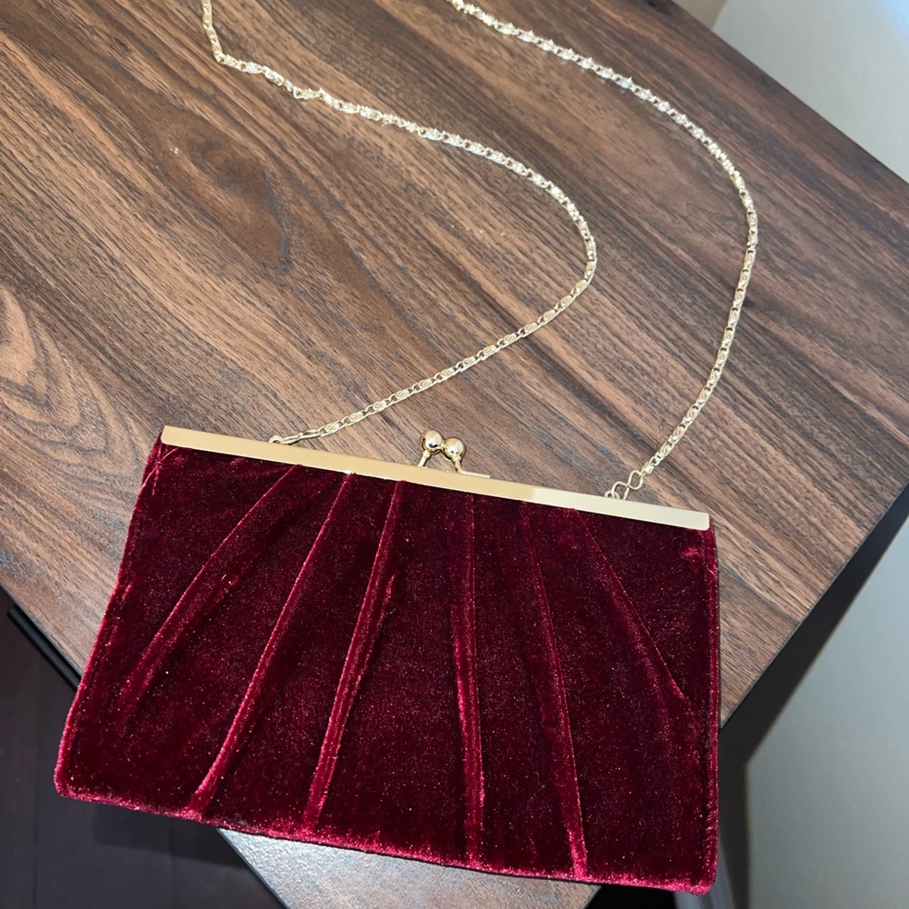 Crossbody velvet red purse